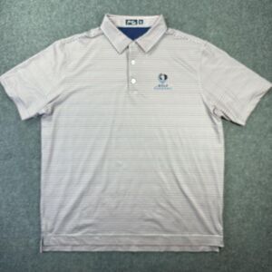 Inward Half Polo Shirt Mens XL White Red Navy Stripe Golf Stretch Performance